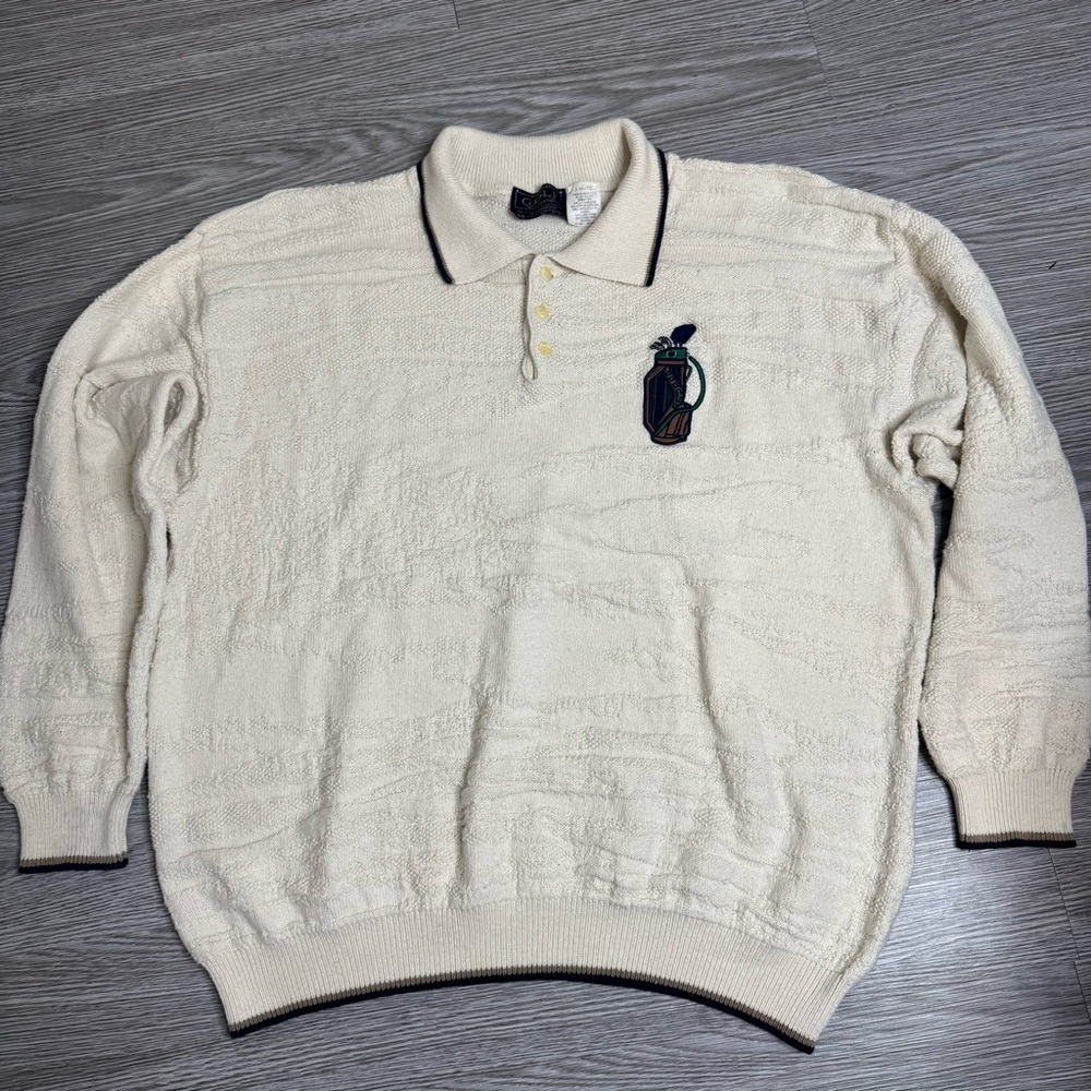 Vintage 90s Northern Elements 3D Golf Embroidered Sweater Knit Sz XXL Mens